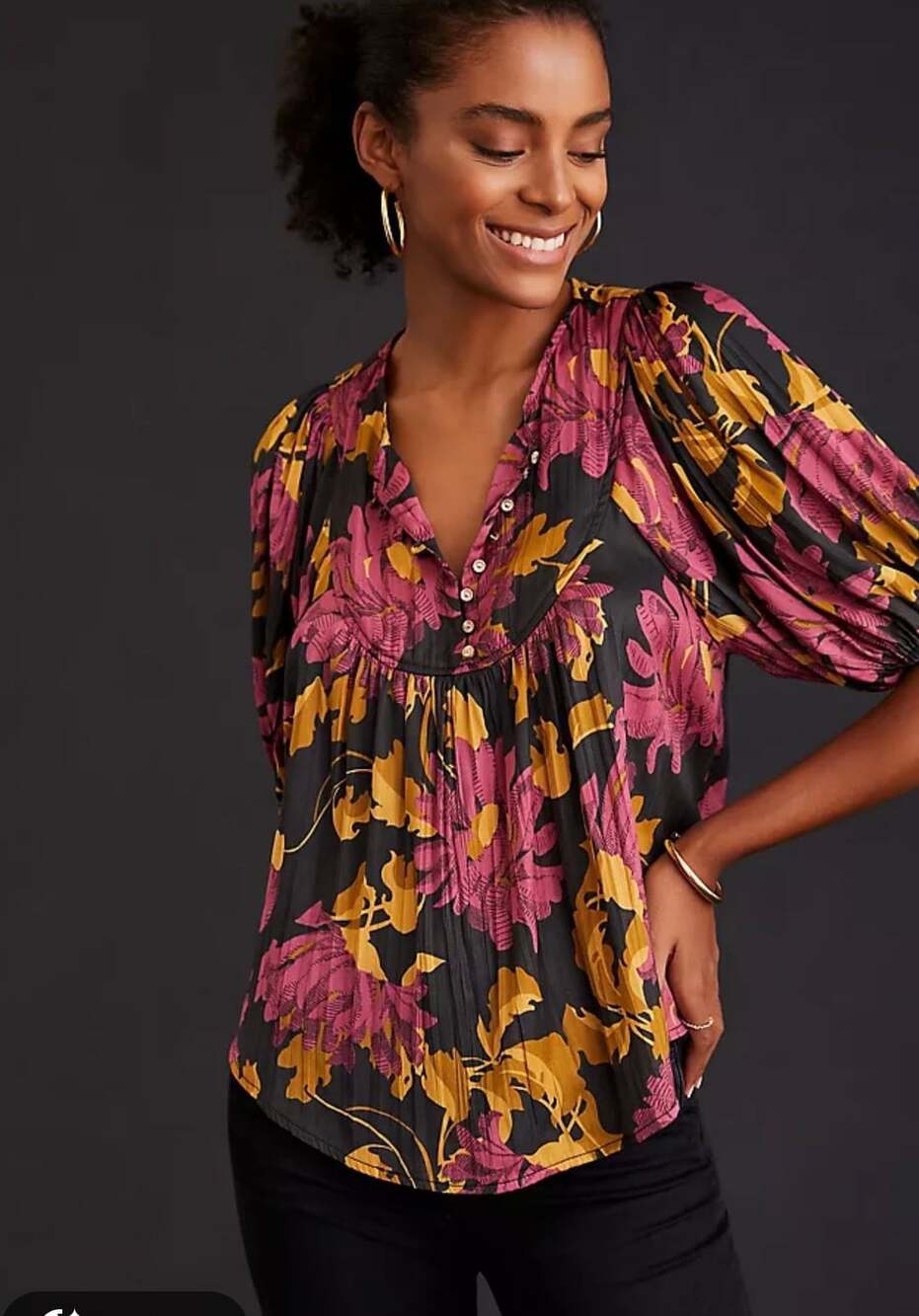 Anthropologie Drapey Henley Pullover Blouse